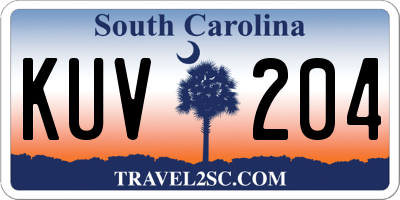 SC license plate KUV204
