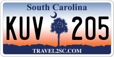 SC license plate KUV205