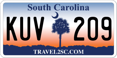 SC license plate KUV209