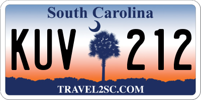 SC license plate KUV212