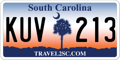 SC license plate KUV213