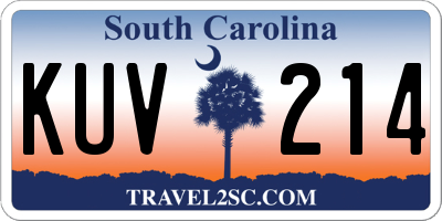 SC license plate KUV214