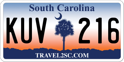 SC license plate KUV216