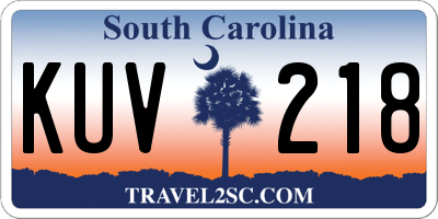 SC license plate KUV218