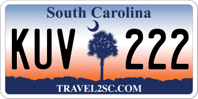 SC license plate KUV222