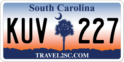 SC license plate KUV227