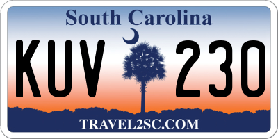 SC license plate KUV230