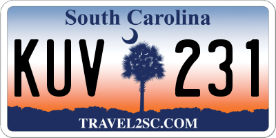 SC license plate KUV231