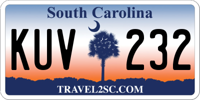 SC license plate KUV232