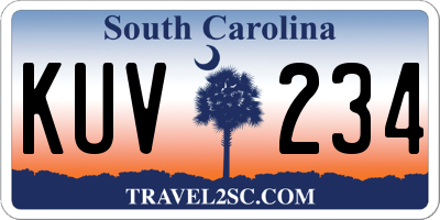 SC license plate KUV234