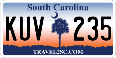 SC license plate KUV235