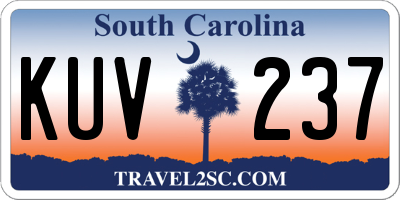 SC license plate KUV237