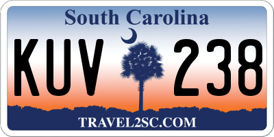 SC license plate KUV238