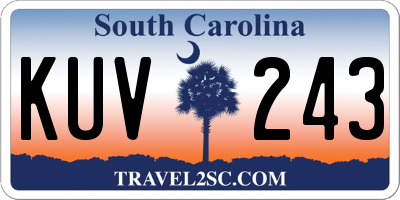 SC license plate KUV243