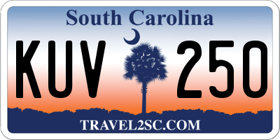 SC license plate KUV250