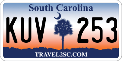 SC license plate KUV253