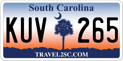 SC license plate KUV265