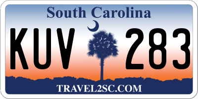 SC license plate KUV283