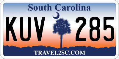 SC license plate KUV285
