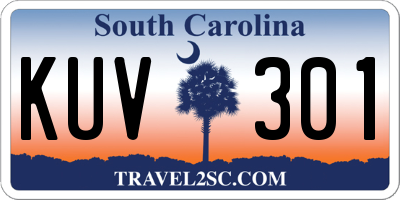 SC license plate KUV301