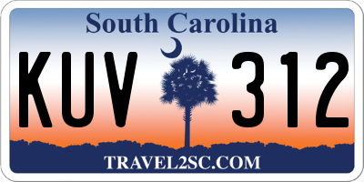 SC license plate KUV312