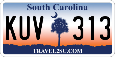 SC license plate KUV313