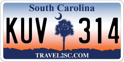 SC license plate KUV314