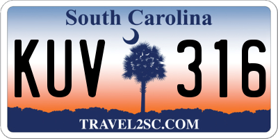 SC license plate KUV316