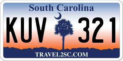 SC license plate KUV321
