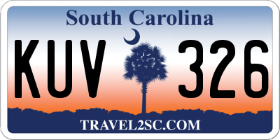 SC license plate KUV326