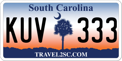 SC license plate KUV333