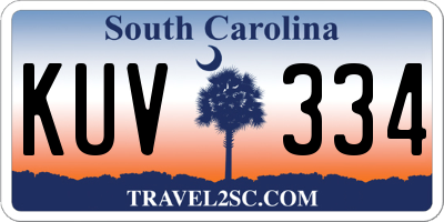 SC license plate KUV334