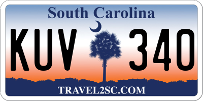 SC license plate KUV340