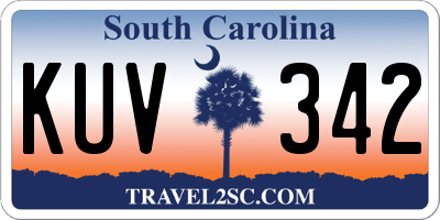SC license plate KUV342
