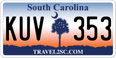 SC license plate KUV353
