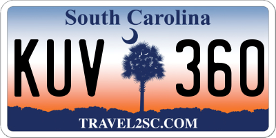 SC license plate KUV360
