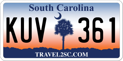 SC license plate KUV361