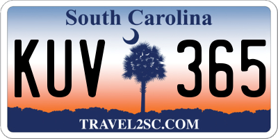SC license plate KUV365