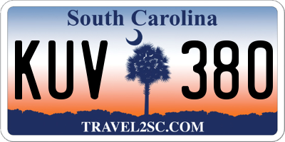 SC license plate KUV380