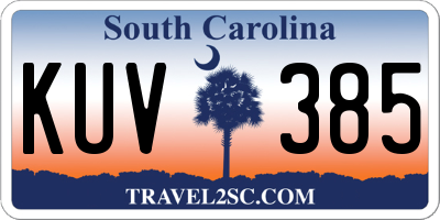 SC license plate KUV385