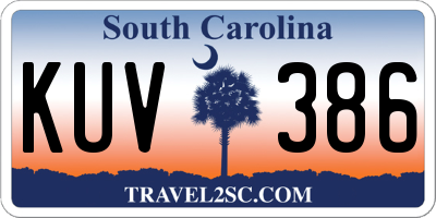 SC license plate KUV386