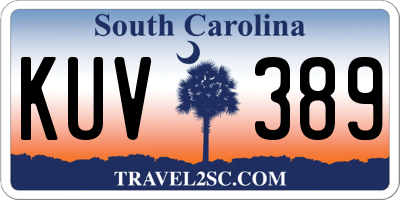 SC license plate KUV389