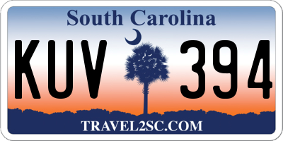 SC license plate KUV394