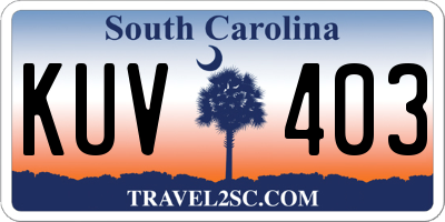 SC license plate KUV403