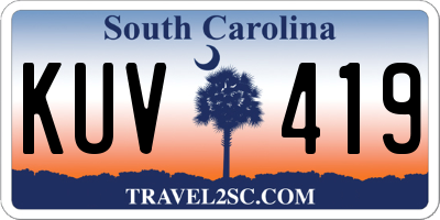 SC license plate KUV419