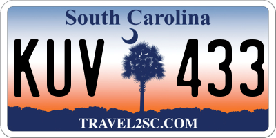 SC license plate KUV433