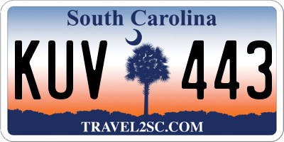 SC license plate KUV443