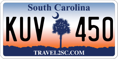 SC license plate KUV450