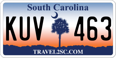 SC license plate KUV463