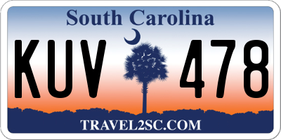SC license plate KUV478